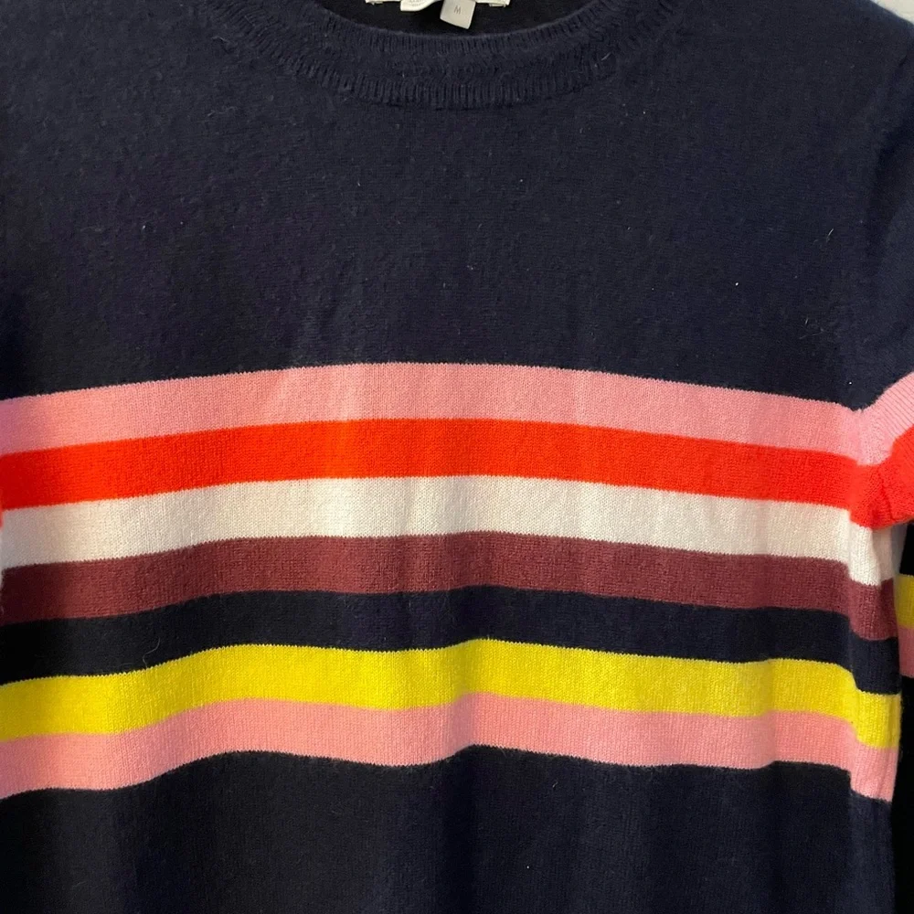 M: BODEN Pure Cashmere Crew Neck Sweater Navy Striped Retro Apres Skii NWT! - Picture 4 of 9